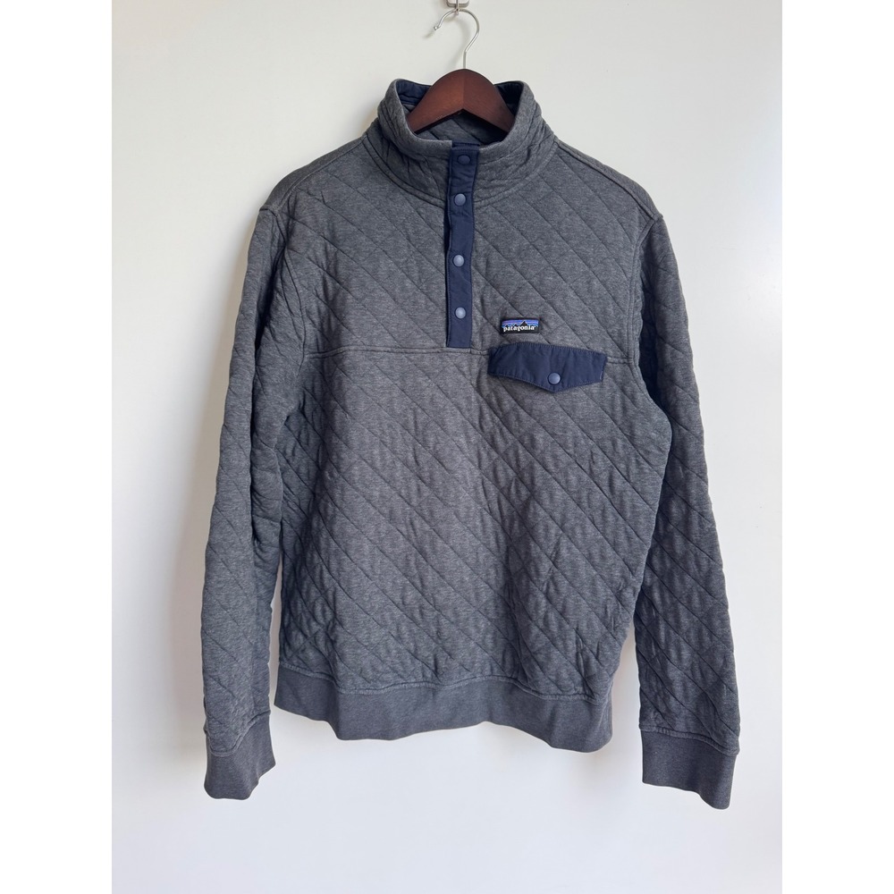 Patagonia Organic Cotton Quilt Snap-T Pullover Grey Gorpcore Hiking Mens Small